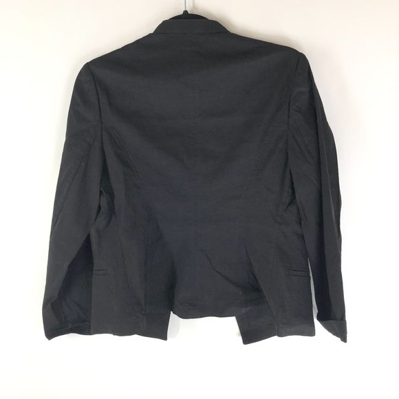 Theory Womens Clean Blazer Organic Crunch Wash Open Front Linen Blend Black 2 - Picture 2 of 4